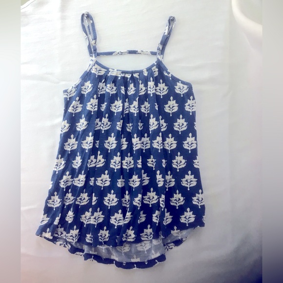 Lucky Brand Blue and Natural-White Block Print Spaghetti Strap Tank - Picture 2 of 5